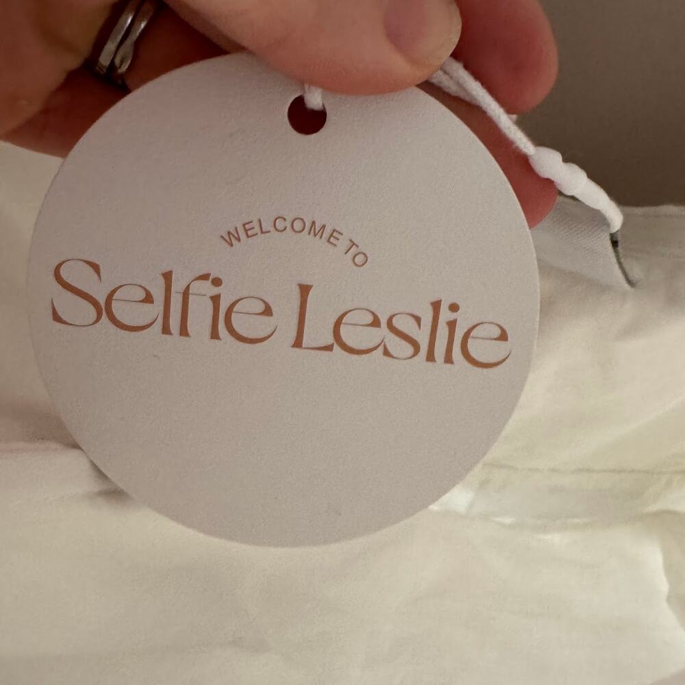 Selfie Leslie Bella Donna Strapless Frill Dress White Eyelet Mini Size Large New - Picture 5 of 8